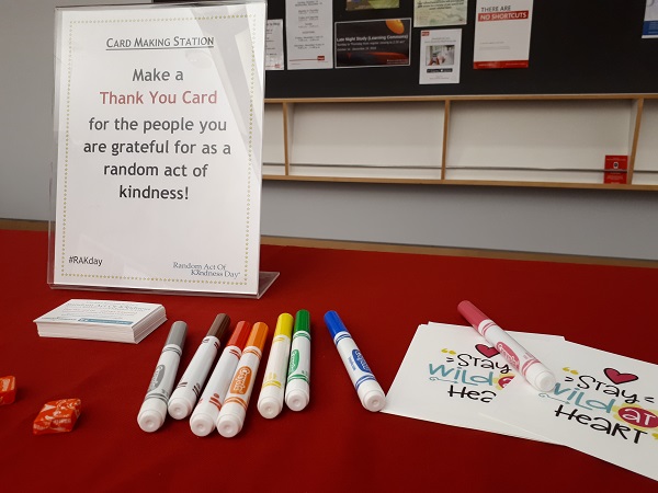 Card making station in the Learning Commons