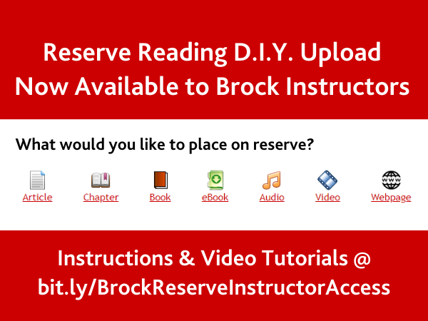 Instructor Self-Serve option for Library Reserves