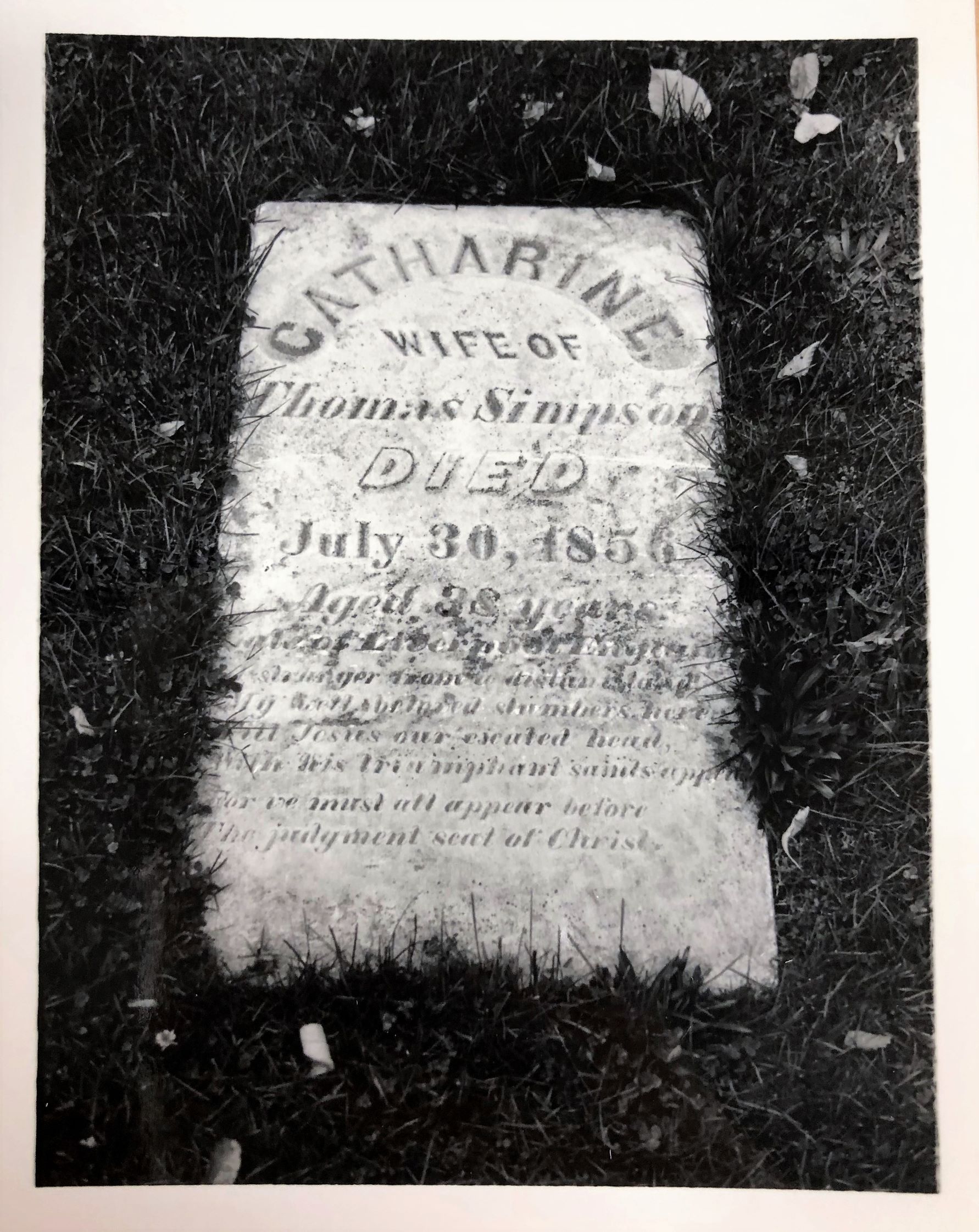 Tombstone of Catharine Simpson