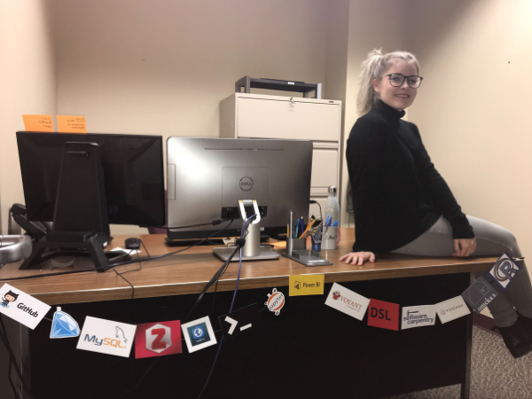 DSL Intern with decorated desk