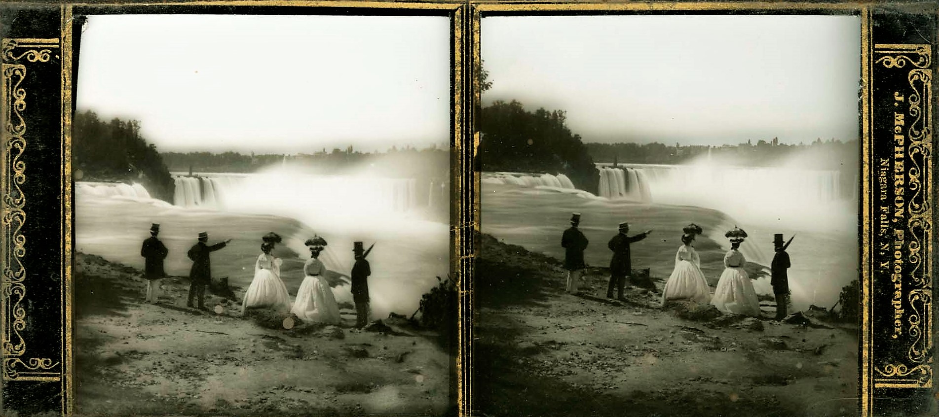Glass stereo card of Niagara Falls