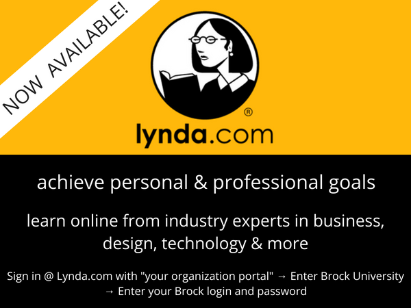 Lynda.com access for Brock University now available.