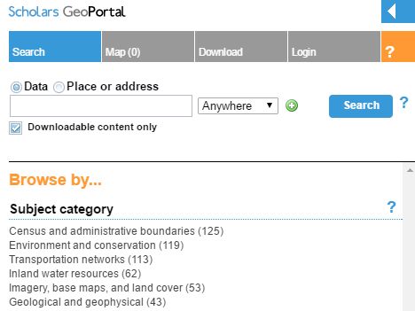 scholars Geoportal home screen