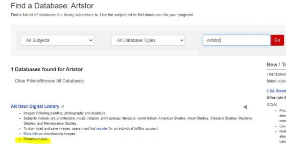Permitted uses link-Database example