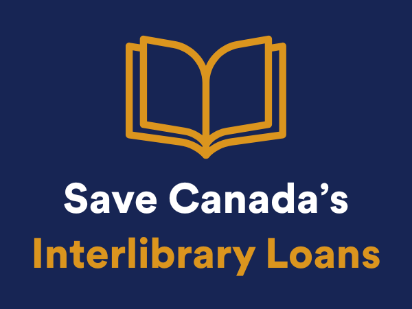 open book icon that reads: Save Canada's Interlibrary Loans