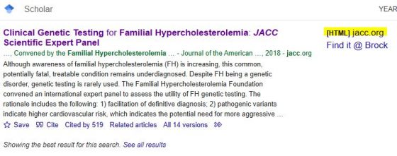 Screen Capture of Free Article in Google Scholar
