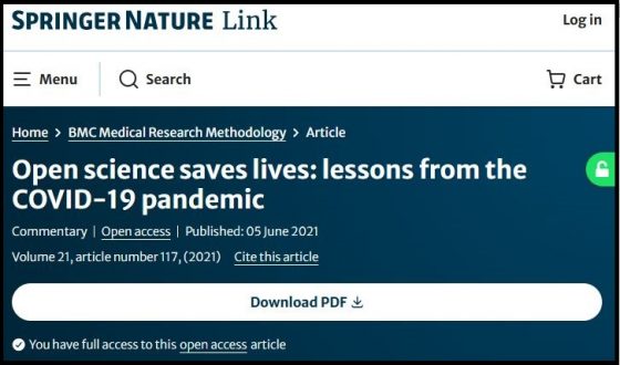 Screen Capture of Free Article Available-Green Lock Icon