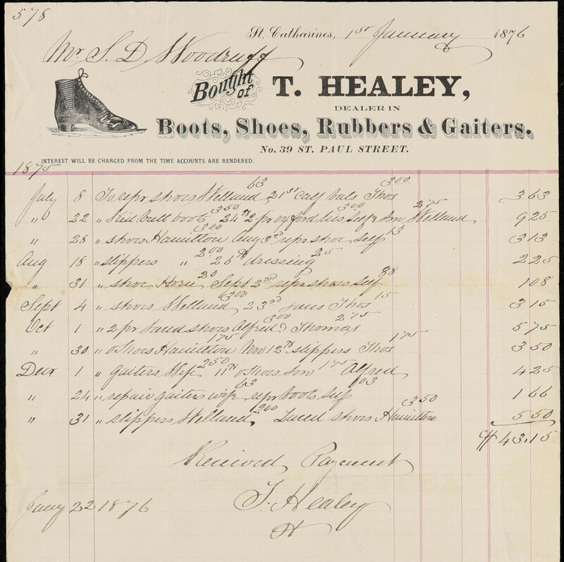 A cobbler's receipt 1876