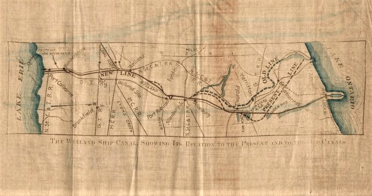 Linen map of the fourth Welland Canal