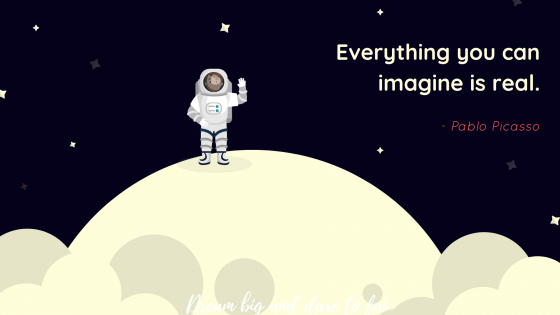 "Everything you can imagine is real" motivational desktop wallpaper