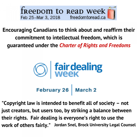 Combo image of freedom to read week and fair dealing week