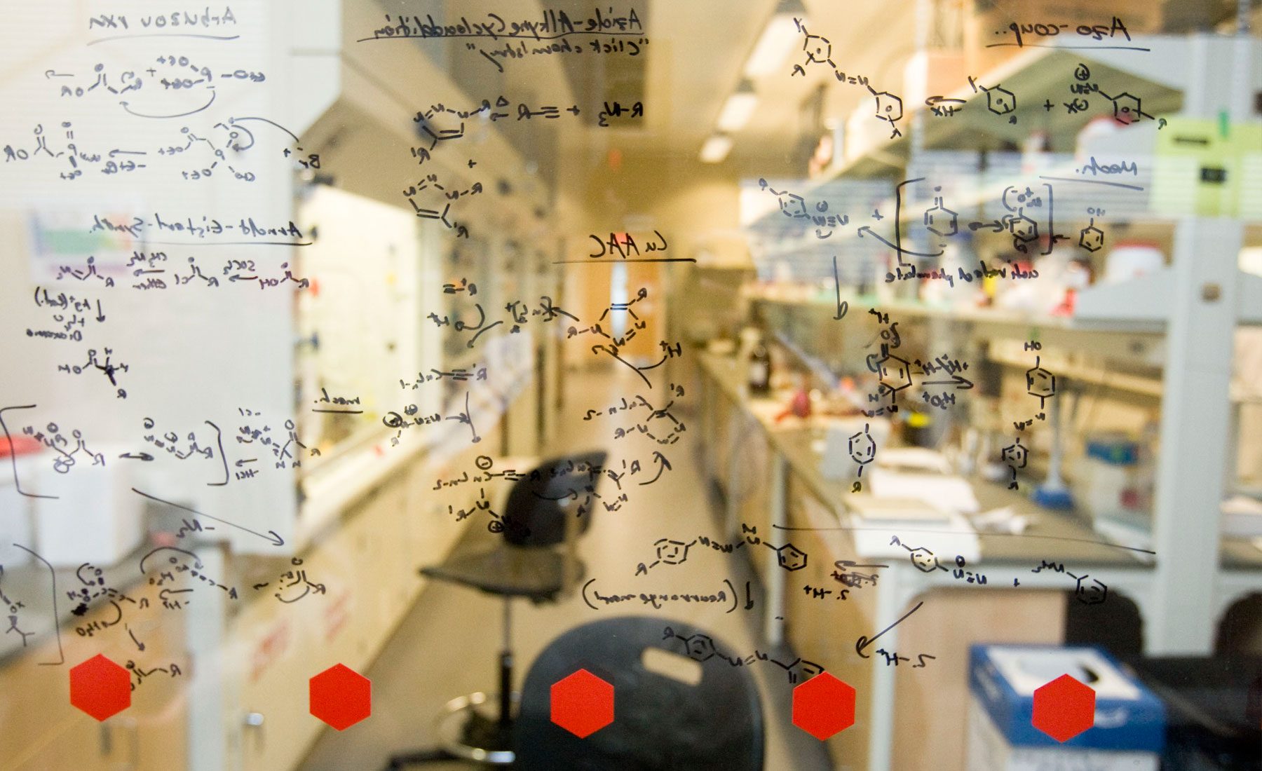 An organic chemical synthetic pathway on glass in a Cairns laboratory