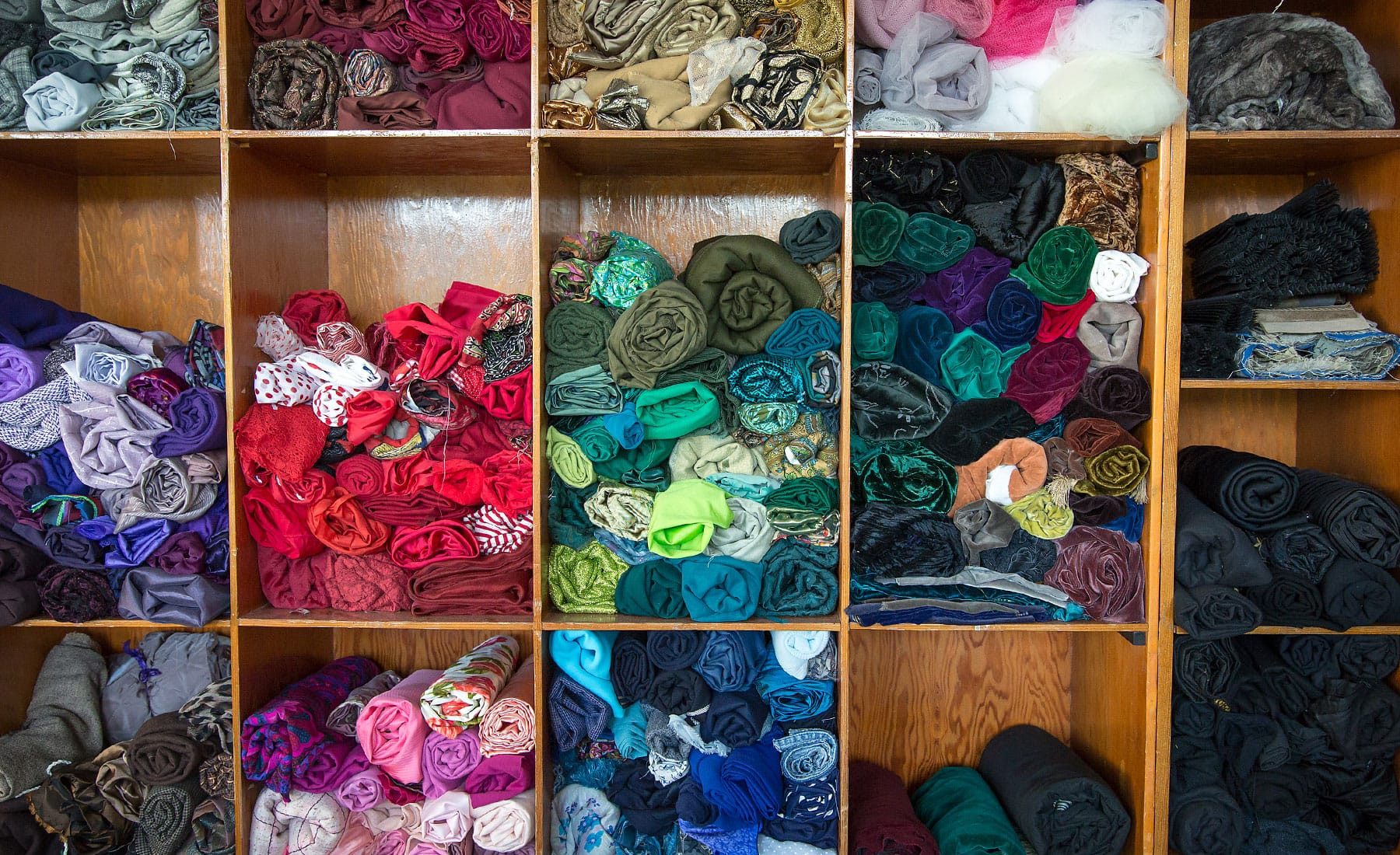 Dramatic arts fabric and wardrobe room
