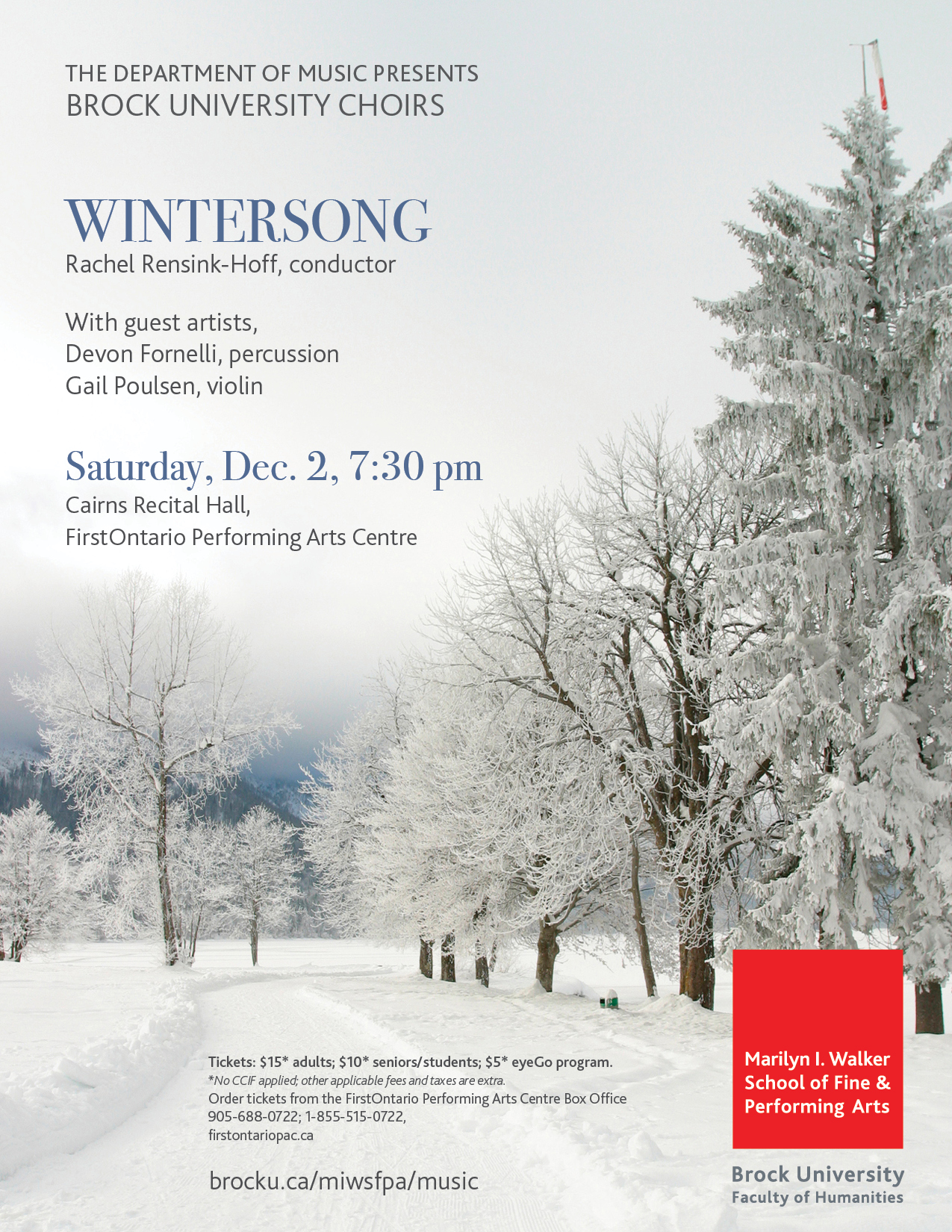 Brock University Choral Ensembles wintersong poster