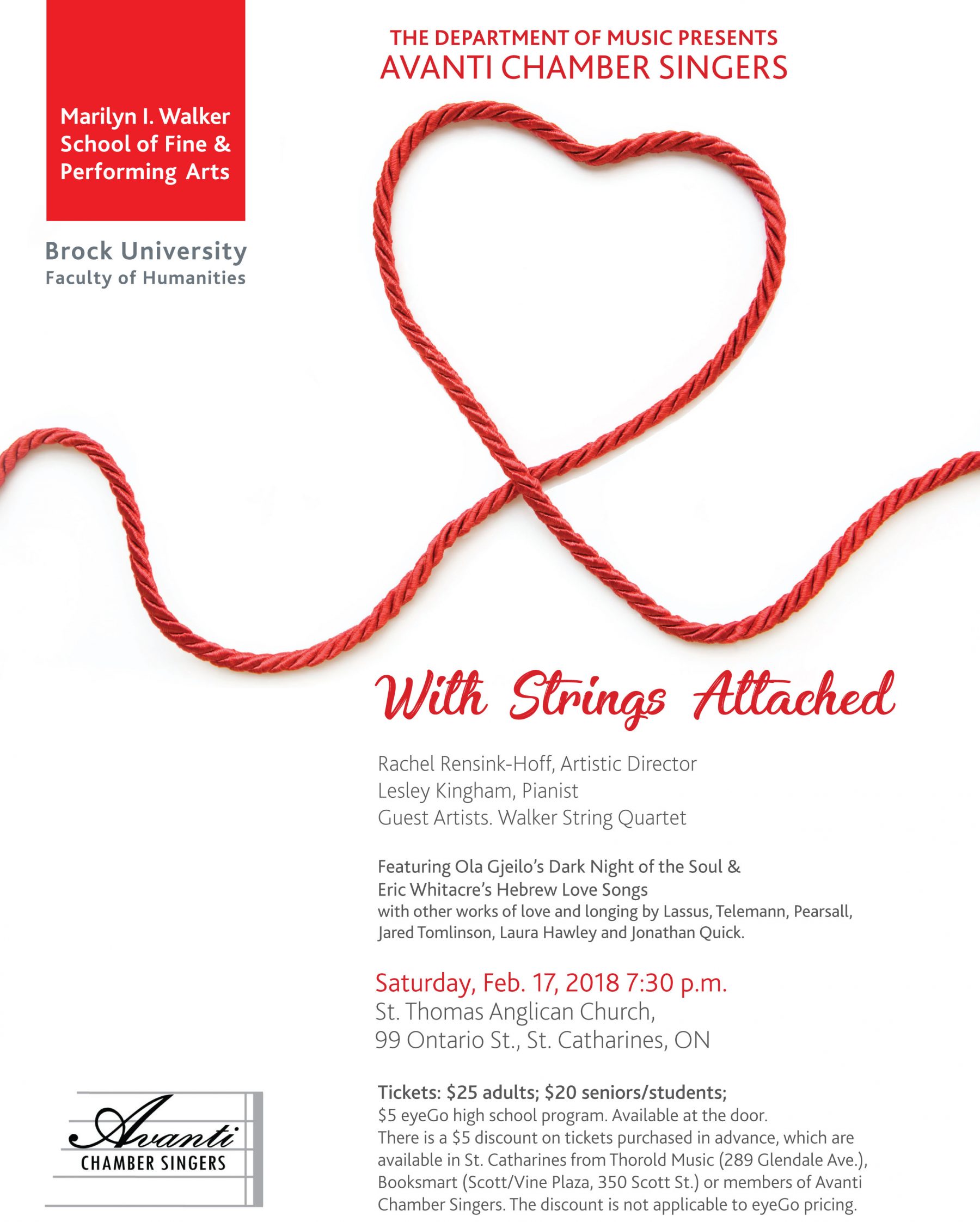 Brock University Choral Ensembles Avant Chamber singers poster