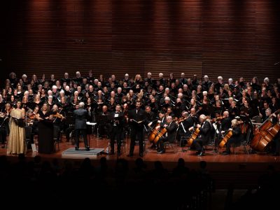 Performers of Verdi's Requiem on stage at Partridge Hall.