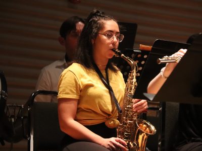 Wind Ensemble saxophonist practicing