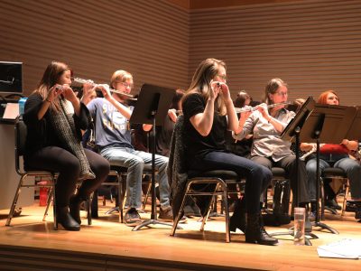 Wind Ensemble flute section practicing