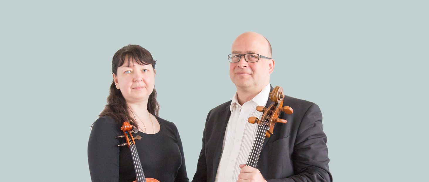 Vera Alekseeva, with violin, & Gordon Cleland with cello