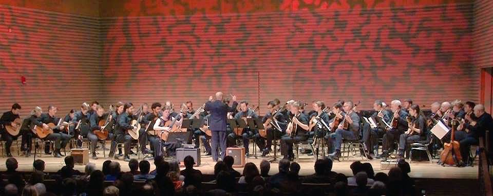 FirstOntario Performing Arts Centre for Guitar Extravaganza musicians performing on stage