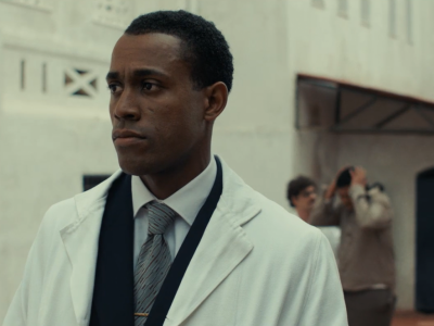 Still from the film FANON, showing Black French Caribbean psychiatrist and freedom fighter Frantz Fanon.