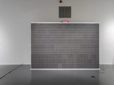 large grey artwork installation