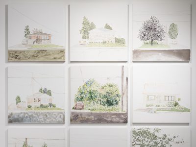 various water colours hanging on a wall
