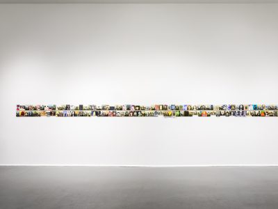 colourful long thin artwork on gallery wall