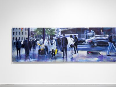 painting of people on a city street
