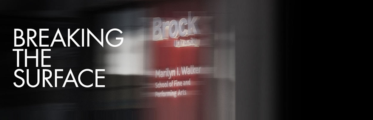 Marilyn I Walker School of performing arts building sign blurred in background of words Breaking the surface
