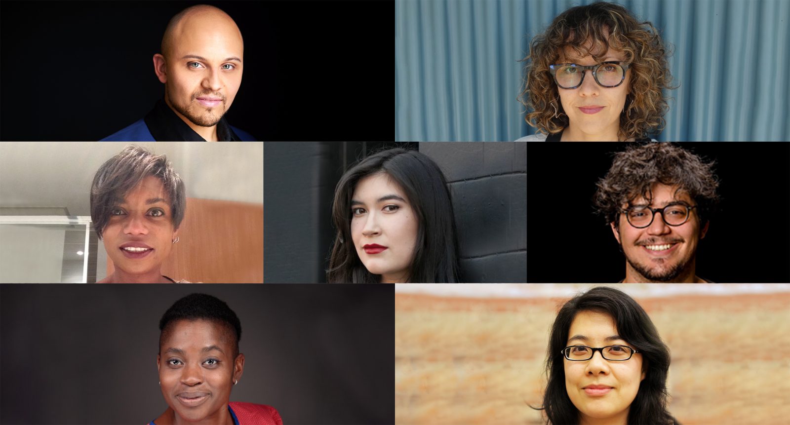 Theatre leaders participating in the upcoming Brock discussion panel include (top row, from left) Haui, Carmen Alatorre, (centre, from left) Shanna Miller, Samantha McCue, Wladimiro A. Woyno R., (bottom row, from left) Giselle Clarke-Trenaman and Kat Chin.