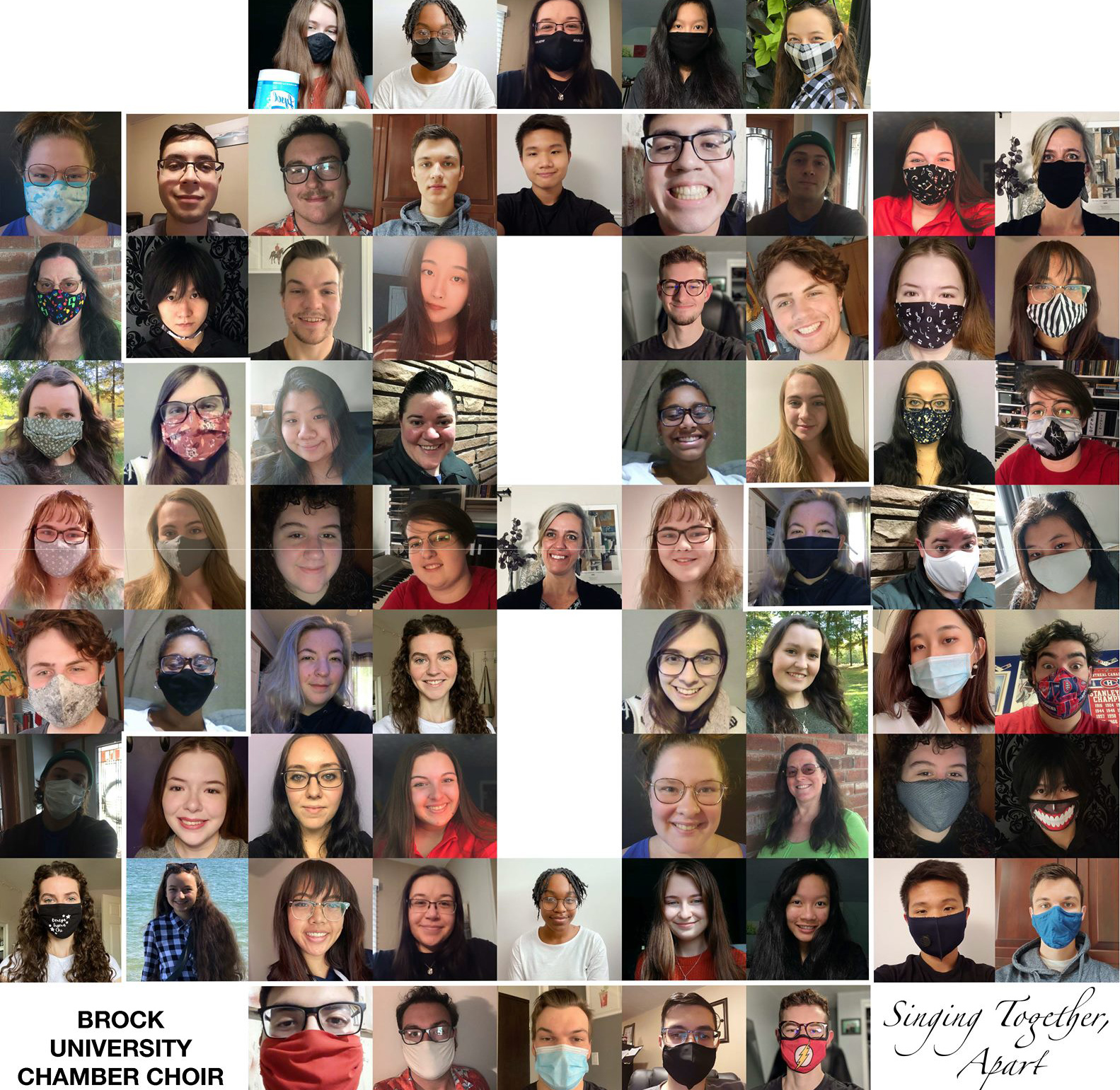 Photo montage of Brock University chamber choir