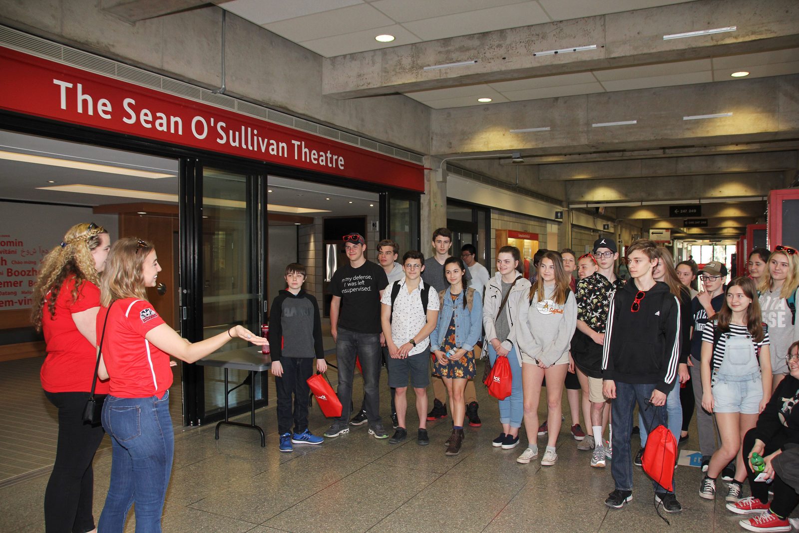 Port Colborne High School students on tour outside of the Sean O'Sullivan Theatre