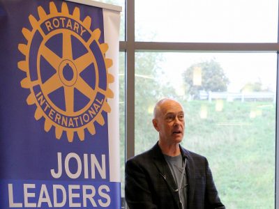 Rotary Club of St. Catharines representative at the podium speaking