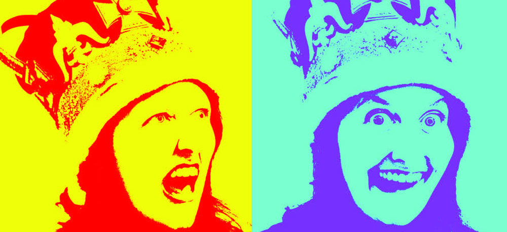 colourful faces in King UBU costume