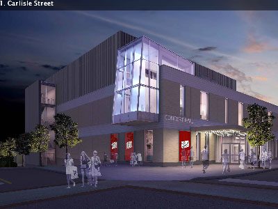PAC: exterior view, Carlisle Street