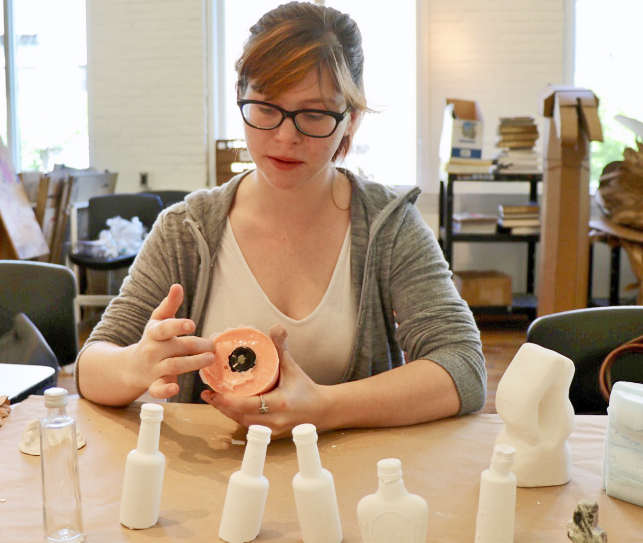 Angelina Turner making a mold
