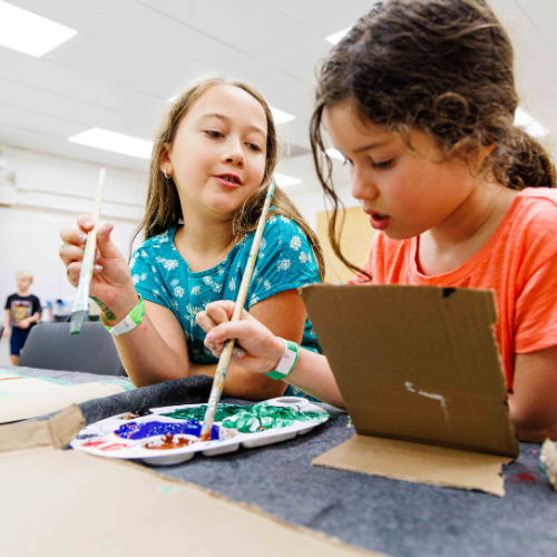 children creating a painting