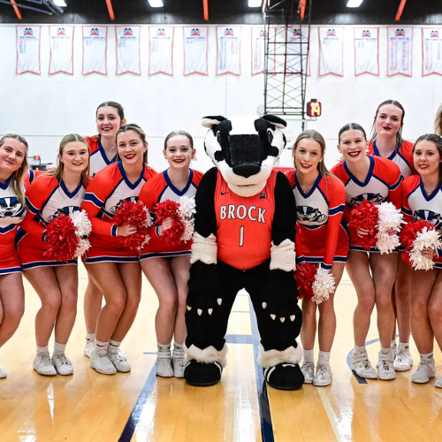 Brock cheerleaders with boomer
