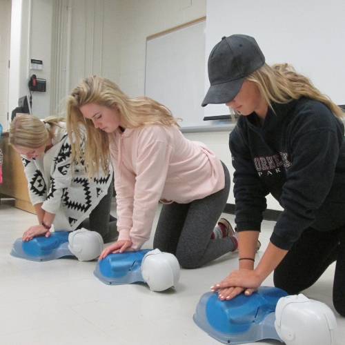 first-aid-500x500 CPR students working on dummy