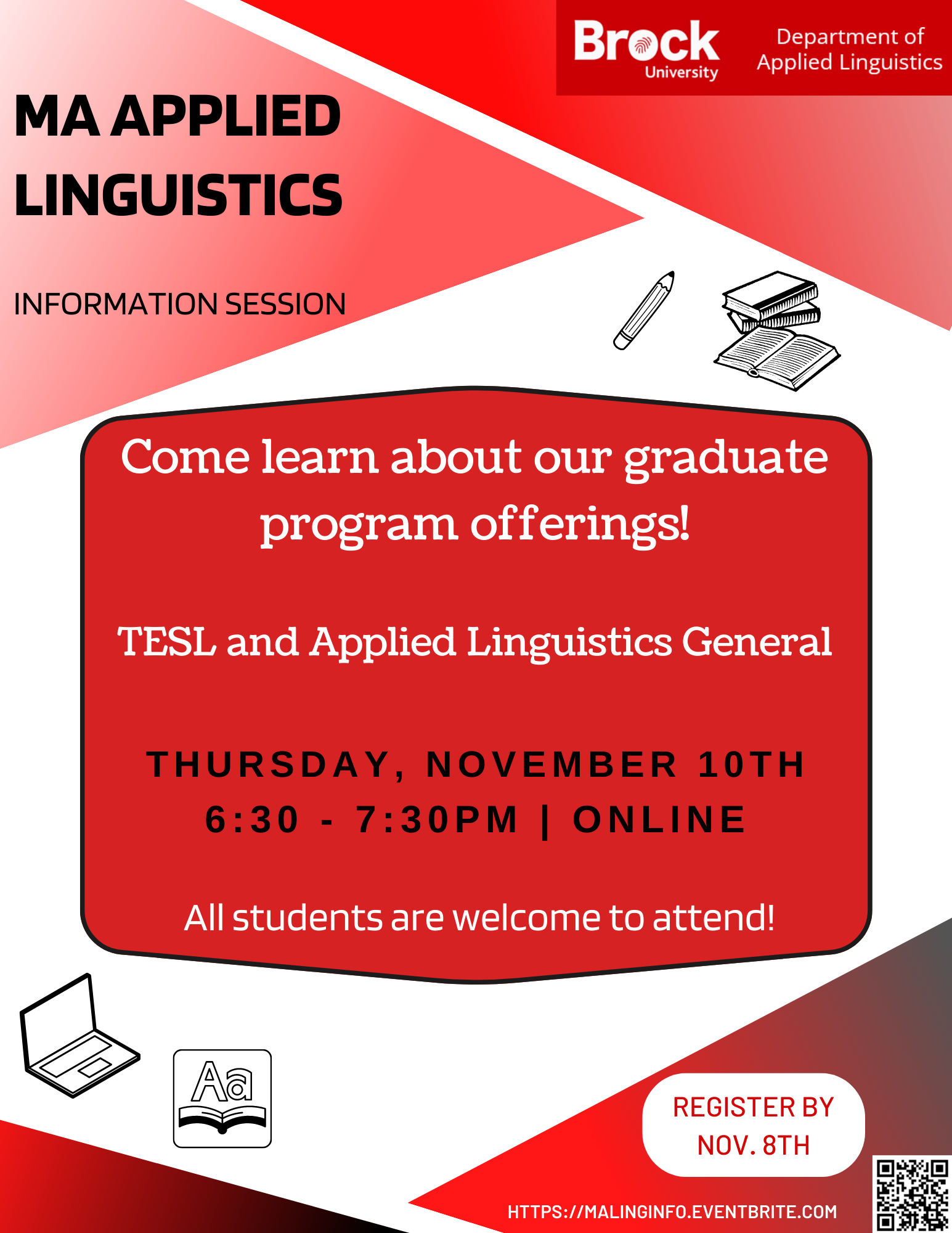 MA Applied Linguistics Information Sessio poster