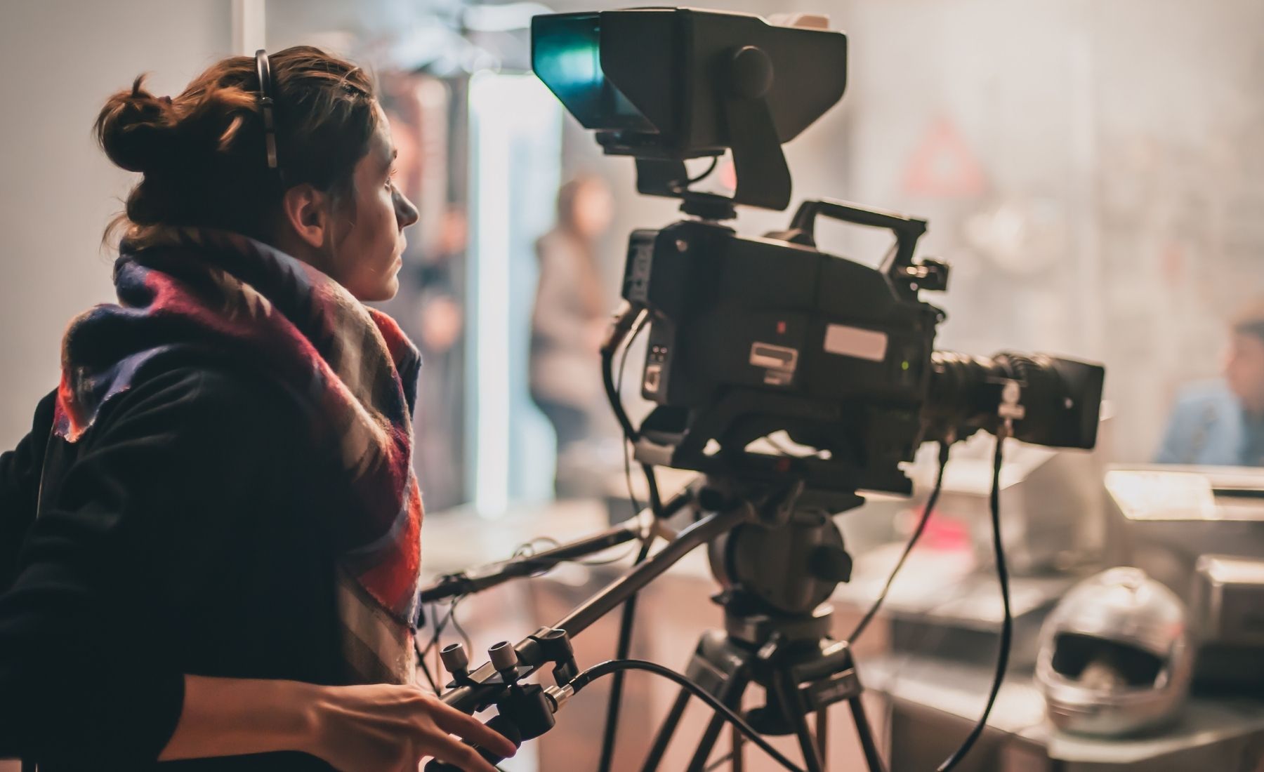 woman behind a movie camera