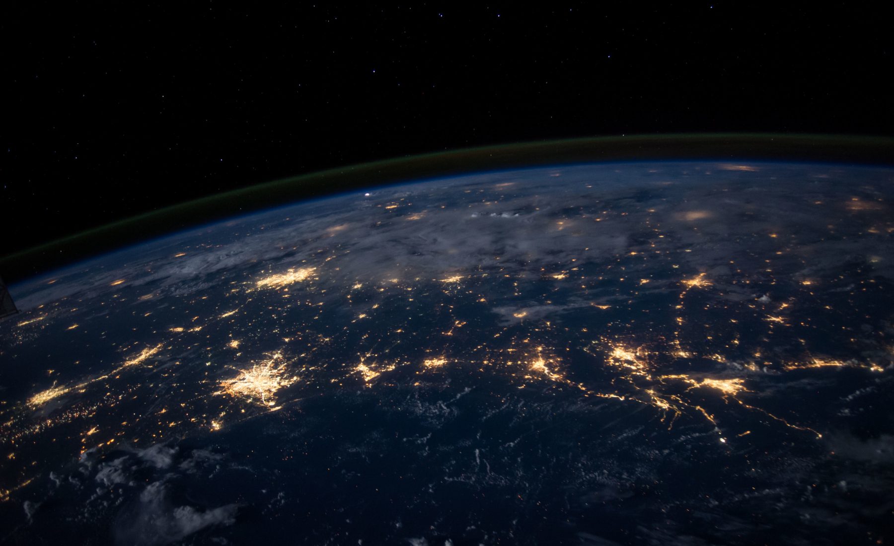 Network of lights on earth - view from space 