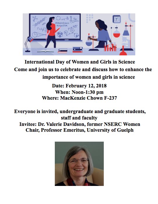 Poster for Internaltional Day of WOmen and Girls in Science on February 12, 2018