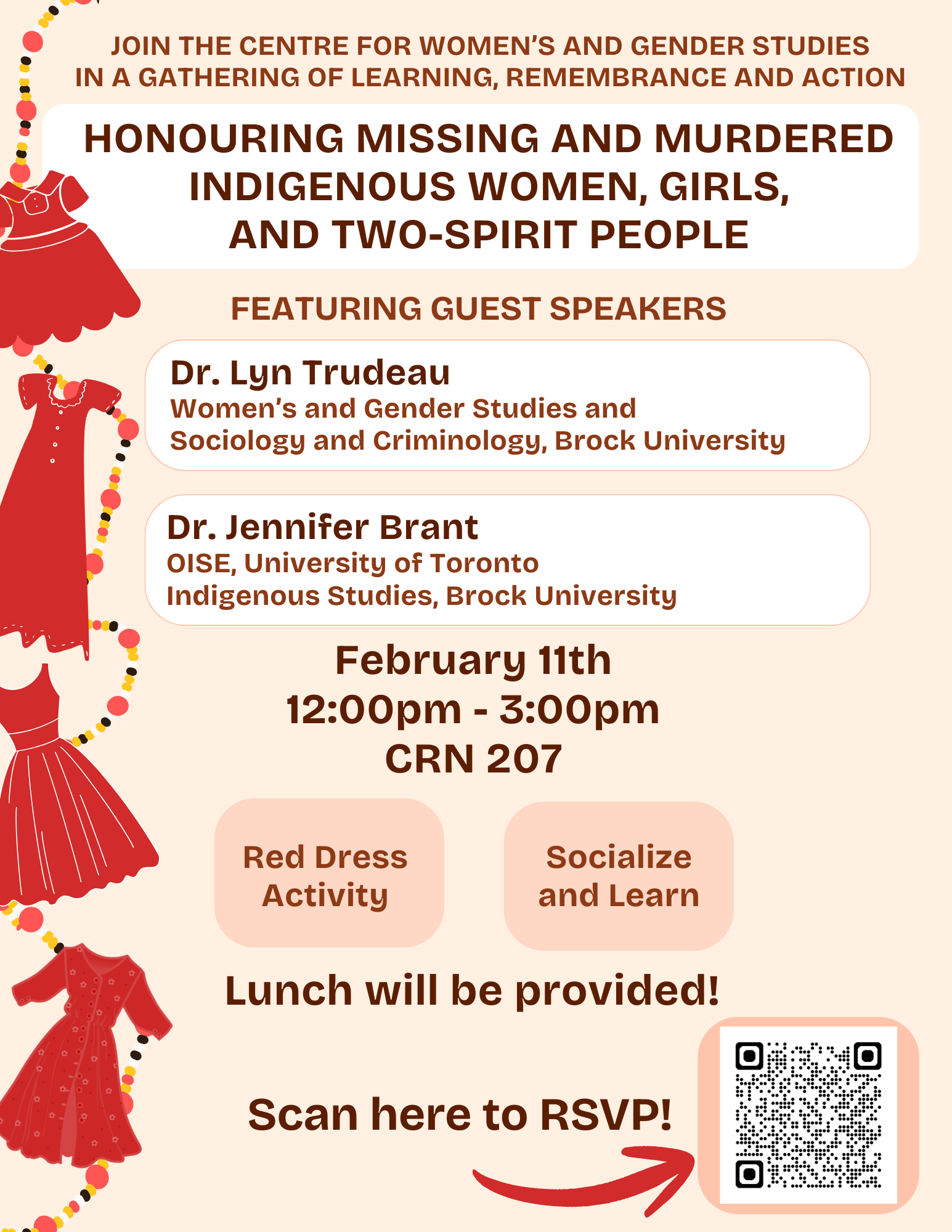 Poster for Special Gathering Honouring Missing and Murdered Indigenous Women. Girls, and Two-Spirit People on February 11, 2026