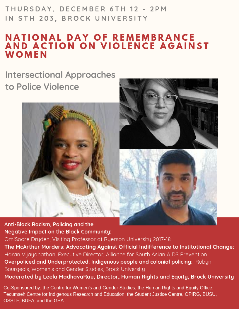 Poster for event Intersectional Approaches to Police Violence on December 6, 2018