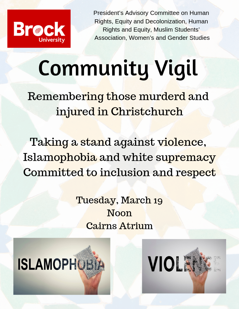 Poster for Community Vigil for Christchurch on March 19, 2019