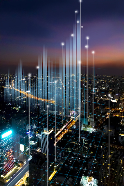 digital cityscape at night