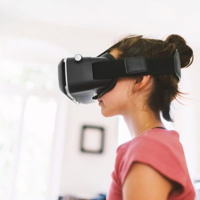 young person wearing virtual reality headset