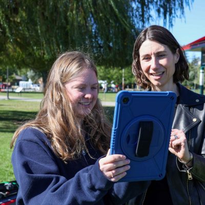 Hannah Sharp and Julia Baird at Lakeside Park